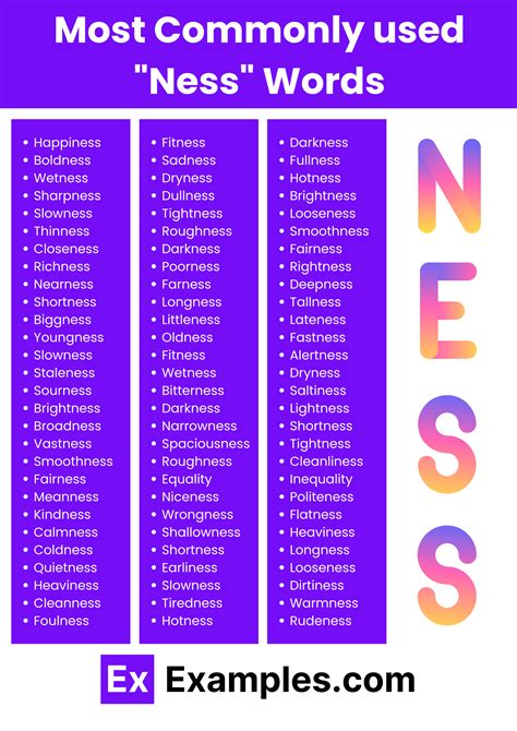 synonyms of ness|words with ness meaning.